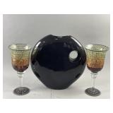 Vtg Black Modernist Artistic Ceramic Vase & More