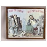 Vtg Framed Lithograph Print 'The Two Merchants'