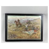 Vtg Framed Reproduction Painting by C.M.Russell