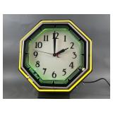 Vintage Octagon Neon Wall Clock