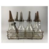 (8) Vintage Motor Oil Bottles with Carrier
