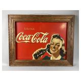 Vintage Wooden Framed Coca-Cola Print