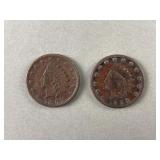 2- 1863 Civil War Token Indian Head