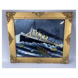 Vintage Titanic Framed Reverse Painting