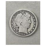1906 D Silver Barber Half Dollar