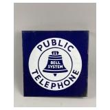 Vtg Bell System Double Sided Porcelain Flange Sign
