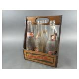 Vtge  Wooden Pepsi-Cola Bottle Carrier & Bottles