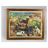 Vtg Framed Lithograph Advertising Strohï¿½s Beer
