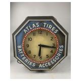 Vintage Atlas Tires Lighted Hanging Clock