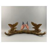 Decorative Eagle American Flag Wooden Carving
