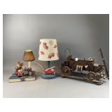 Vintage Firetruck Lamps