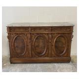 Antique Sideboard With Marble Top On Casters