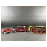 (3) Vintage Fire Truck Toys