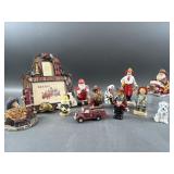 (11) Fireman Figurines, Firetruck & Frame