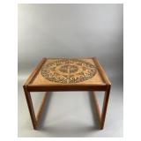 Vtg Mid Century Tile Top Side Table