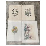 (4) Vintage Floral Prints