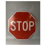 Vintage Octagonal Red & White Metal Stop Sign