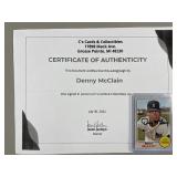Signed Denny McClain Tiger Card with COA