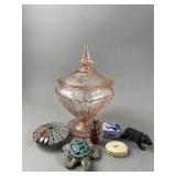 AH Pink Depression Glass Candy Dish & More