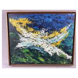 Framed Abstract Oil Painting on Canvas