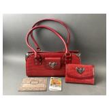 Vintage Brighton Red Leather Shoulder Bag & Wallet