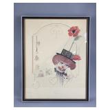 "Clown with Cat" Lithograph Repro by W. Tara