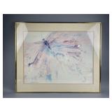 Watercolor on Paper "Butterfly" By N. Lund Repro