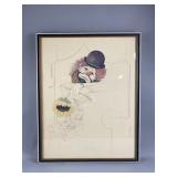"Sad Clown With Sunflower" Repro By W. Tara