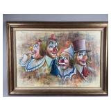 Vtg Framed/Signed Clown Painting by R. Kelly