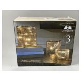 NIB Evergreen LED Glass Cube Towers