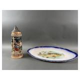 Vintage German Stein & Fish Platter