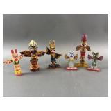 (6) Vintage Hand Carved Wooden Totems Poles