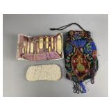 Vintage Celluloid Manicure Set & Beaded Purses