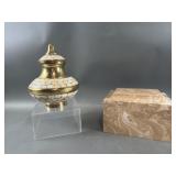 Marble Urn & Brass & Mother of Pearl Urn
