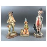 (3) Clown Figurines