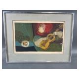 Framed & Signed "Le Guitarist" by Alvar Sundl
