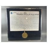 Framed Queen Victoria Era Royal Letters Patent