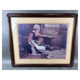 Vintage Framed Print of Mother & Child