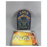 Vtg Coca-Cola Sign & Wooden Bed & Breakfast Sign