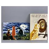 (2) Stained Glass Cat Art