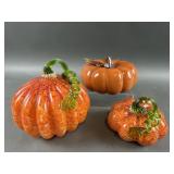 (3) Glass Pumpkins
