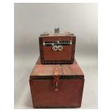 Vintage Red Wood Storage Boxes