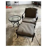 Wrought Iron Lounge Chair & Round Table