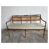 Edwardian Settee Hand Painted Cane Bench