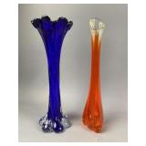 Vintage Swung Glass Vase & Art Glass Vase