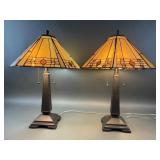 (2) 24" Tall Tiffany Style Lamps