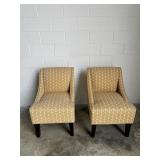 2 Dwell Home Yellow & White Chevron Accent Chairs