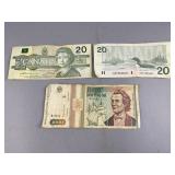 Vintage Canadian & Romanian Bank Notes