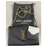 Saint Laurent Paris Black Leather Purse