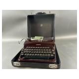 Antique Smith Corona  Burgundy Typewriter in Case